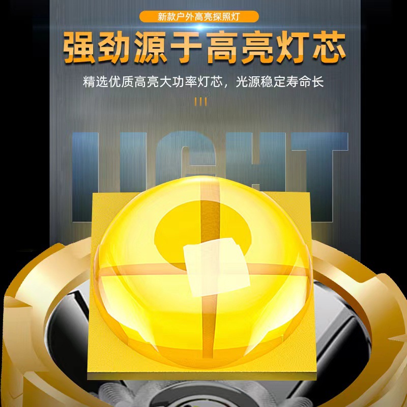跨境强光远射多功能带侧灯充电户外手提灯家用应急灯探照灯手电筒详情11