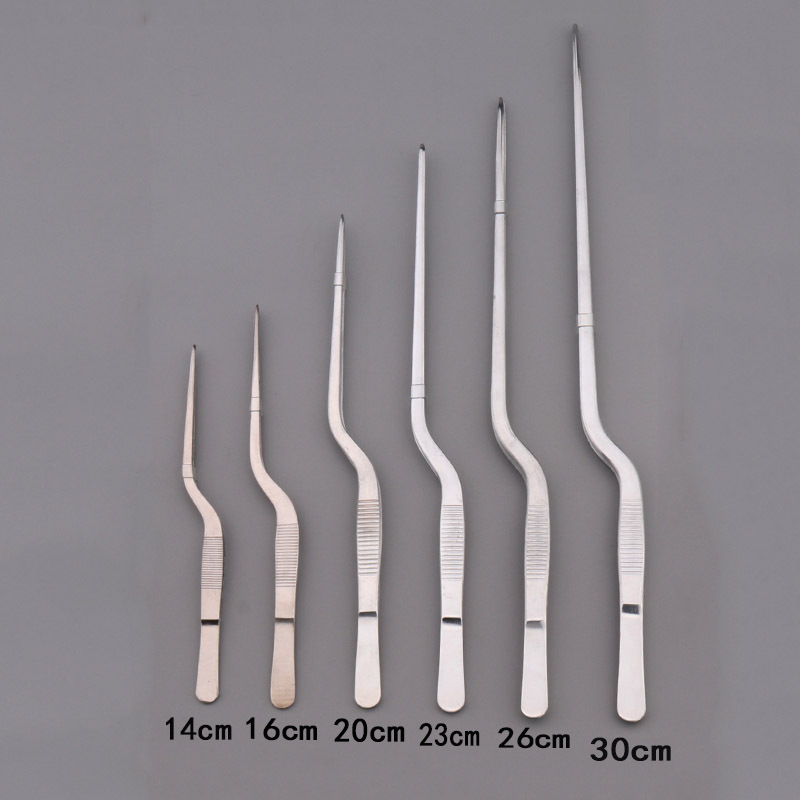 Gun ear tweezers Stainless steel ear picking tweezers tool elbow tissue culture tweezers 14cm-30cm thumbnail