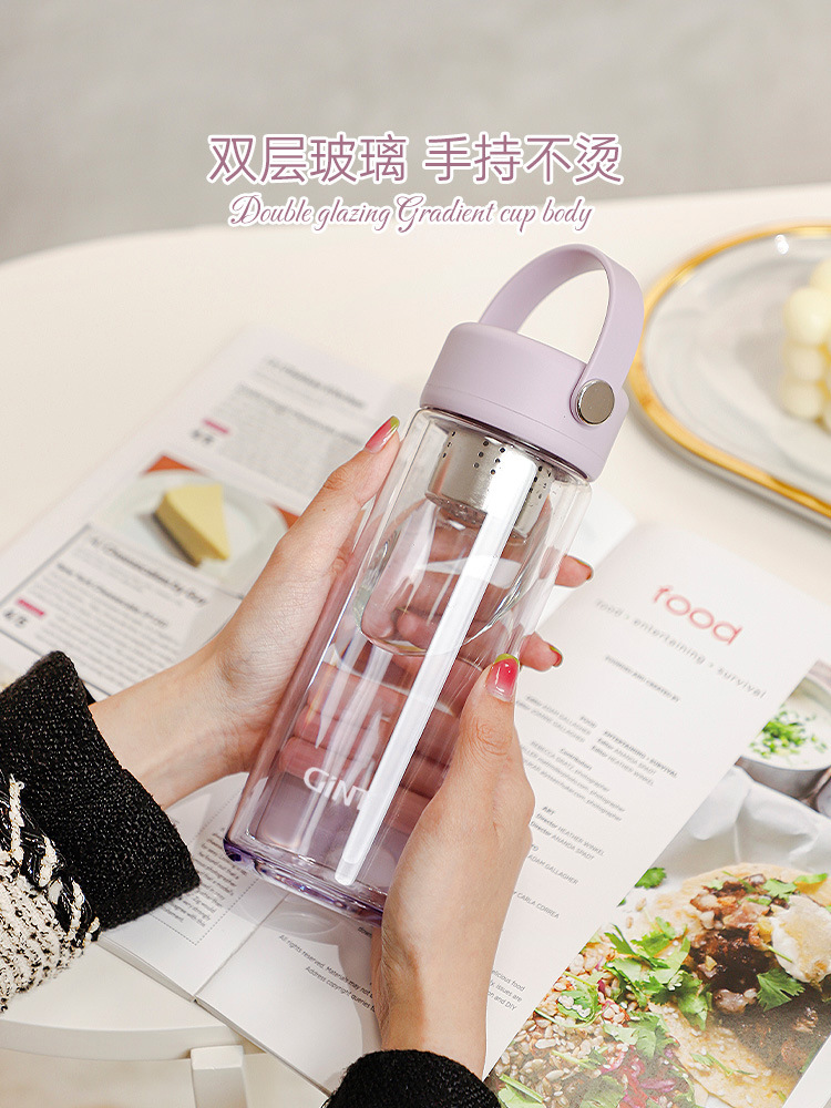 Gint Gatt Cup Tea Separation Tea Cup Girls Office High Appearance Level Large Capacity Double Layer Anti-Scalding details Picture