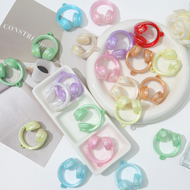 Acrylic electroplated cream-colored earphone pendant beads, DIY earrings, pendant necklace, mobile phone chain material package accessories