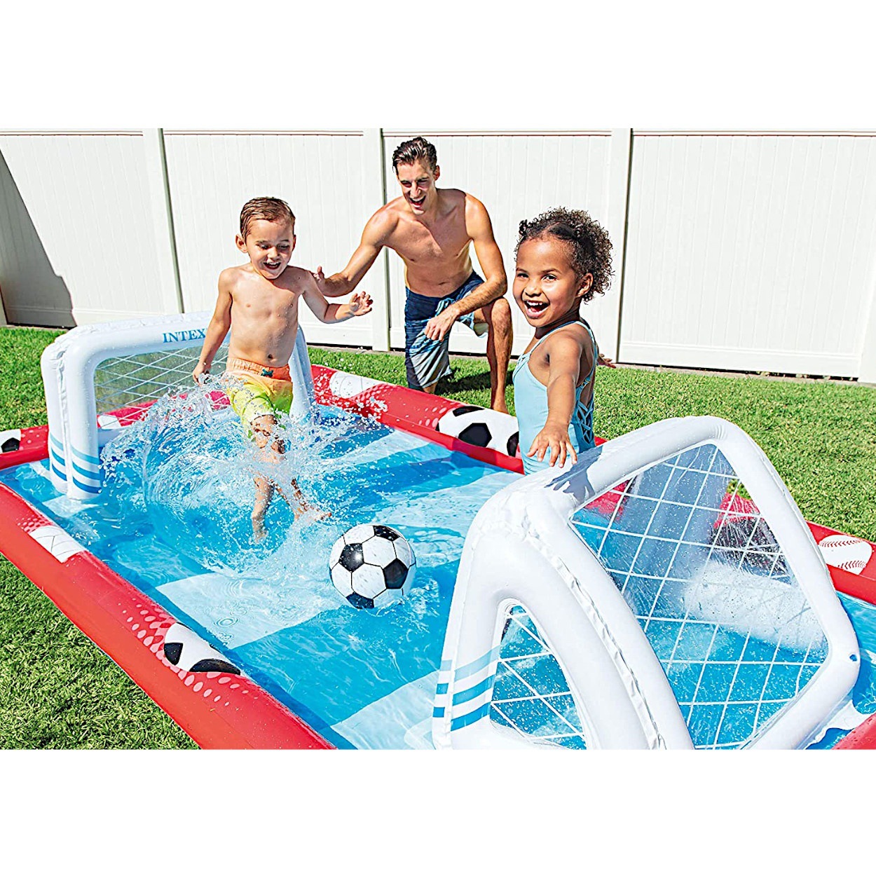 intex 57147 Rectangular sports field Park Pool with slide Water spray Children's pool Summer swimming pool