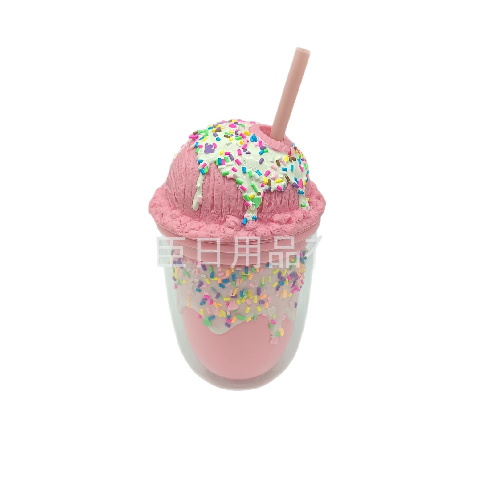 Cross-border exclusive beverage cups, fashionable gift cups wholesale, creative ice cream shaped water cups, large-capacity straw cups Item Picture