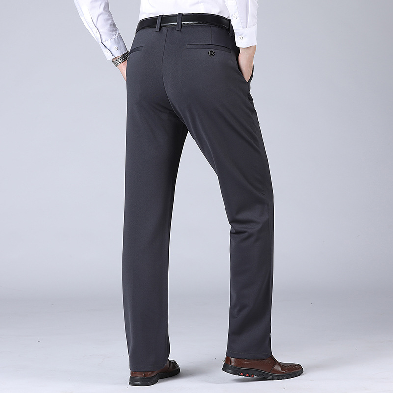 New middle-aged men's casual long pants, thin, loose, straight-leg high-waisted men's pants for spring and autumn, and dad's dress pants Specification image