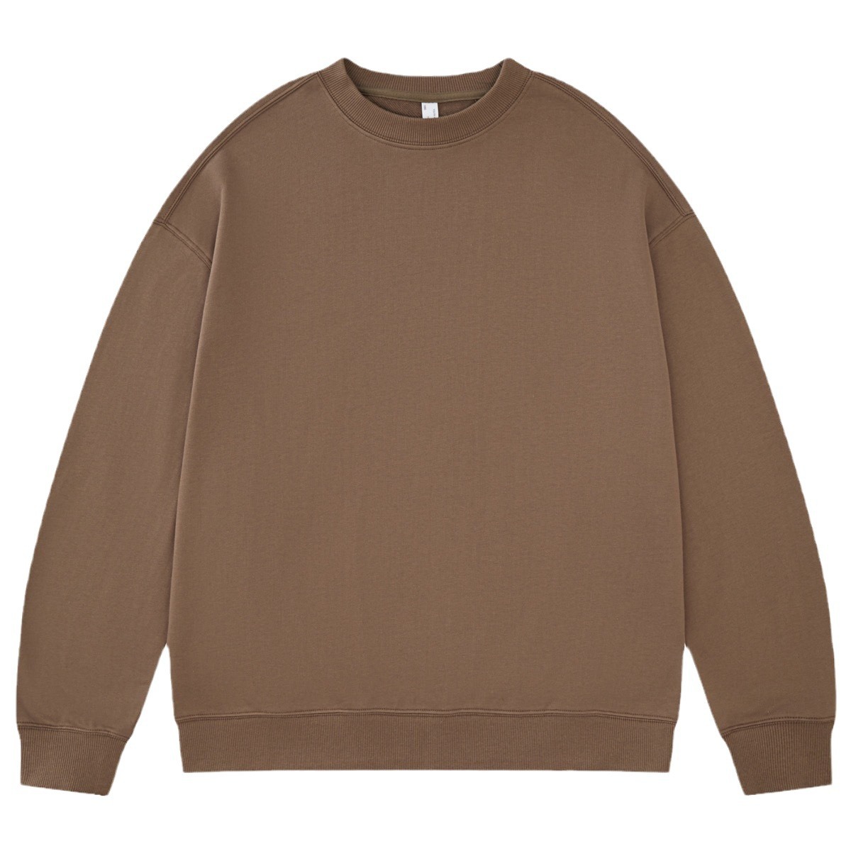 330g new off-shoulder hoodie pure cotton loose long-sleeved pullover round neck hoodie solid color men and women fixed printed logo Item Picture