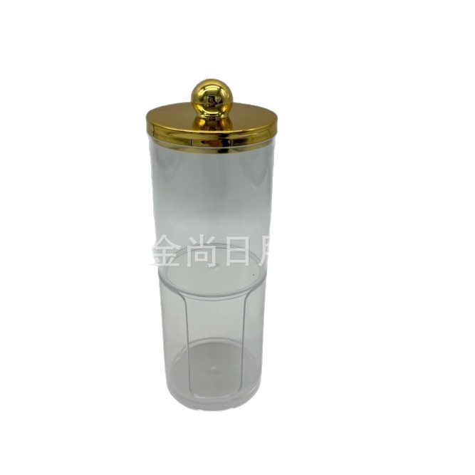 Cylindrical wooden lid, plastic lid, cotton pad sealed storage can, cotton swab storage can, desktop storage can Item Picture