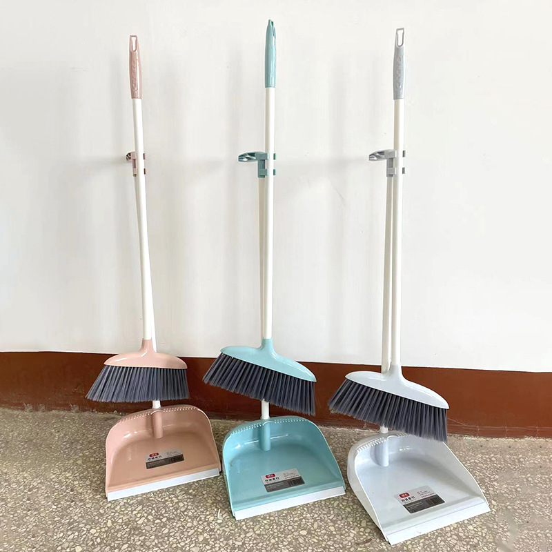 Wholesale Stainless Steel Rod Soft Hair Broom Dustpan Set Combination Of Plastic Broom Set Household Sweeping Set details Picture