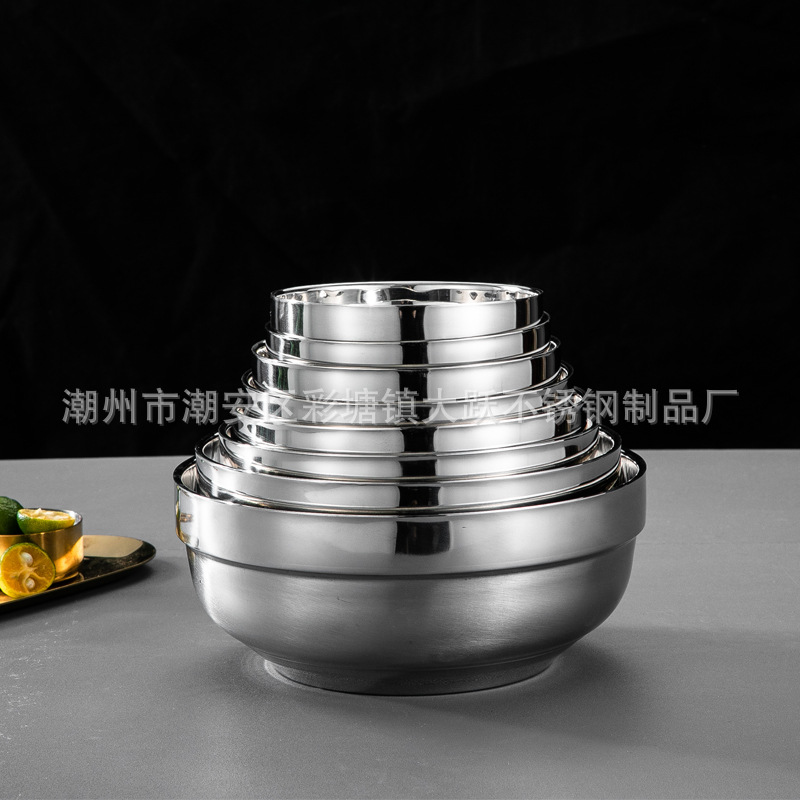 Stainless Steel 304 Insulated Bowl Anti-Hot Restaurant Platinum Bowl Double-Layer Kindergarten Canteen Can Be Engraved Logo Specification drawing