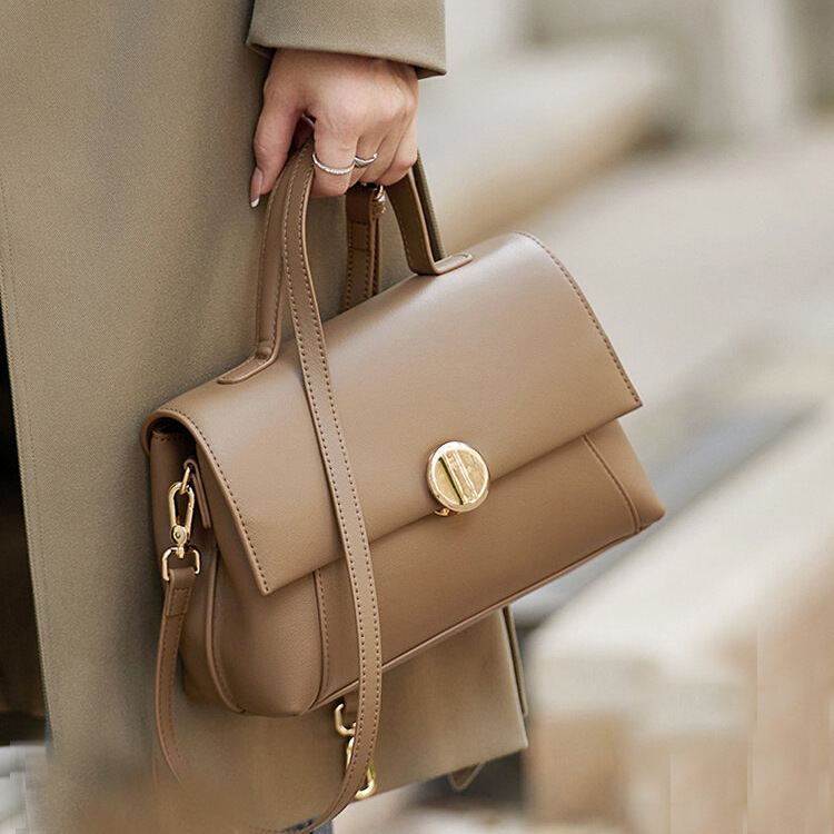 Leather women's bag 2024 Autumn new style cowhide fashionable, versatile and high-end women's single-shoulder bag, hand-held crossbody bag