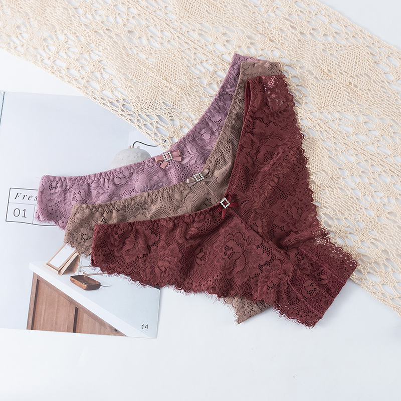 Cross-Border Factory Sexy Female Thong Fitness Invisible T Pants Female Transparent Lace Sexy Briefs Female Specification drawing