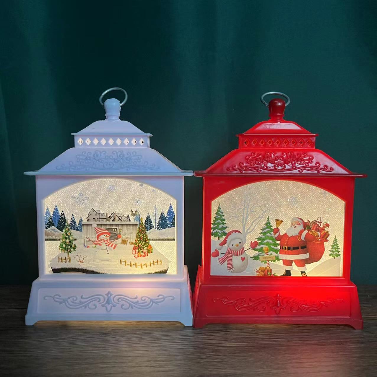 Christmas New Big Flat Small Wind Lamp European Pattern Candle Light Led Night Light Tabletop Scene Decoration details Picture