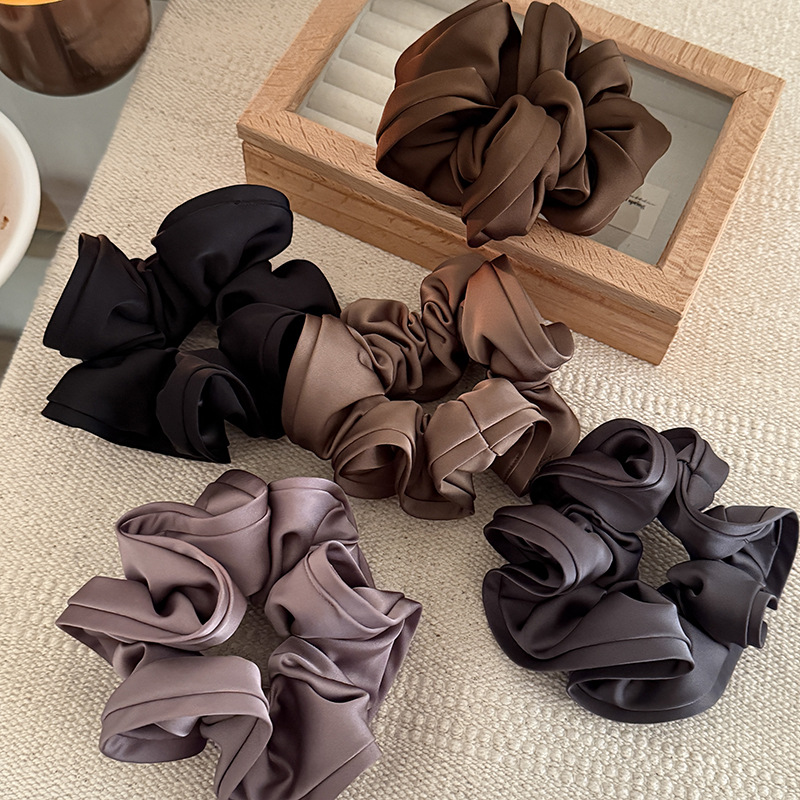 Exquisite pleated ruffled large intestine hair band, hair band for women with a high-end look, summer hair tie, ponytail, popular online hair tie