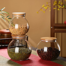 竹盖玻璃茶叶罐密封罐家用厨房杂粮收纳盒储存罐带盖储物小罐子