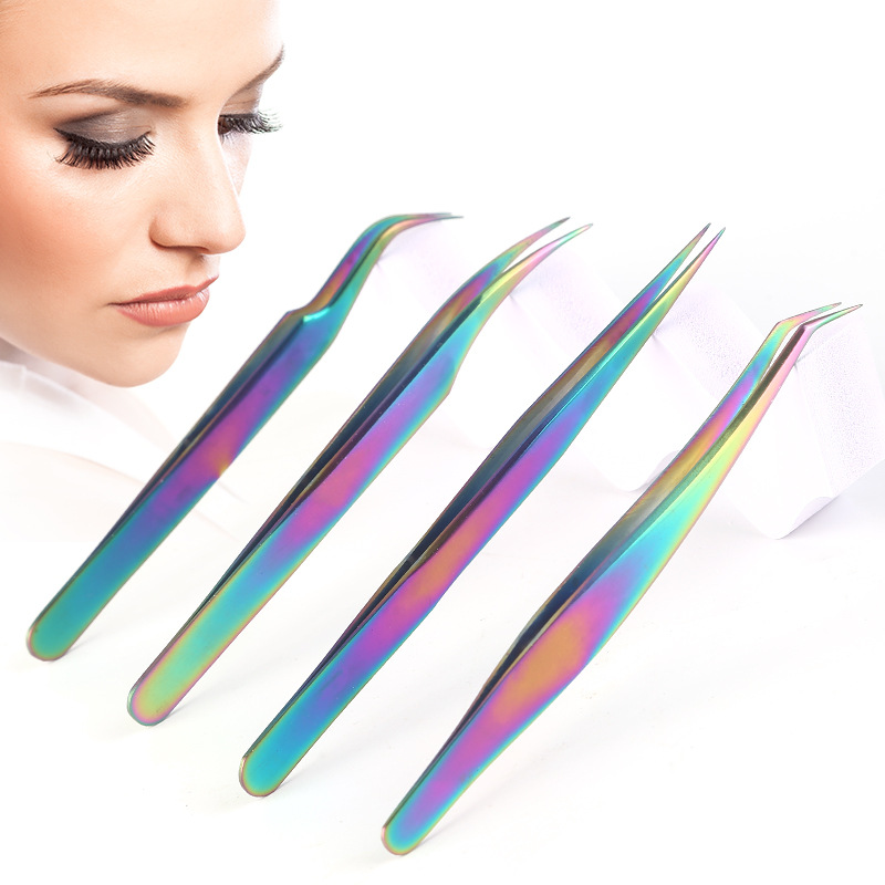 Stainless steel color titanium eyelash tweezers, eyebrow shaping, hair plucking, grafting, eyelash implantation, golden feathered dolphin princess eyebrow clip, shanilak