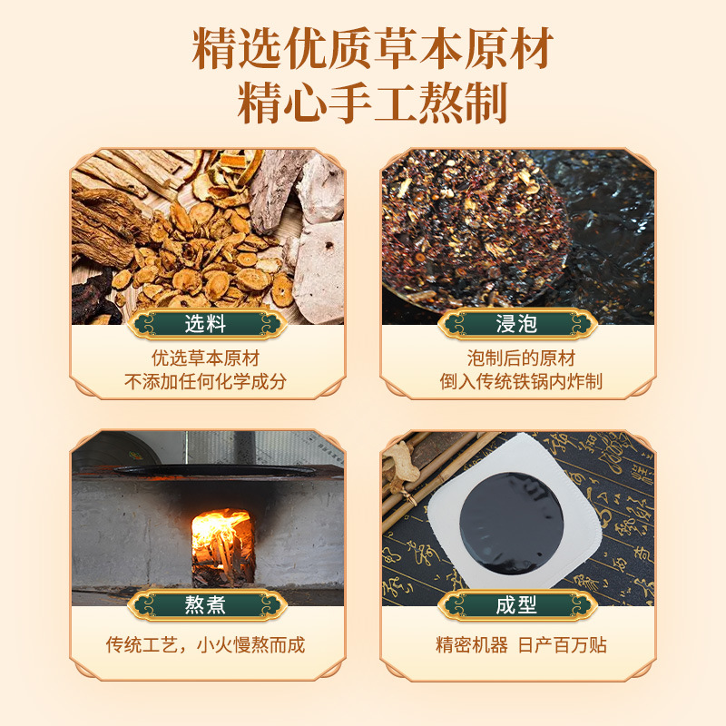 源头厂家传统手工黑膏贴定制颈椎贴老黑膏药手工丹油膏批发代加工详情图2