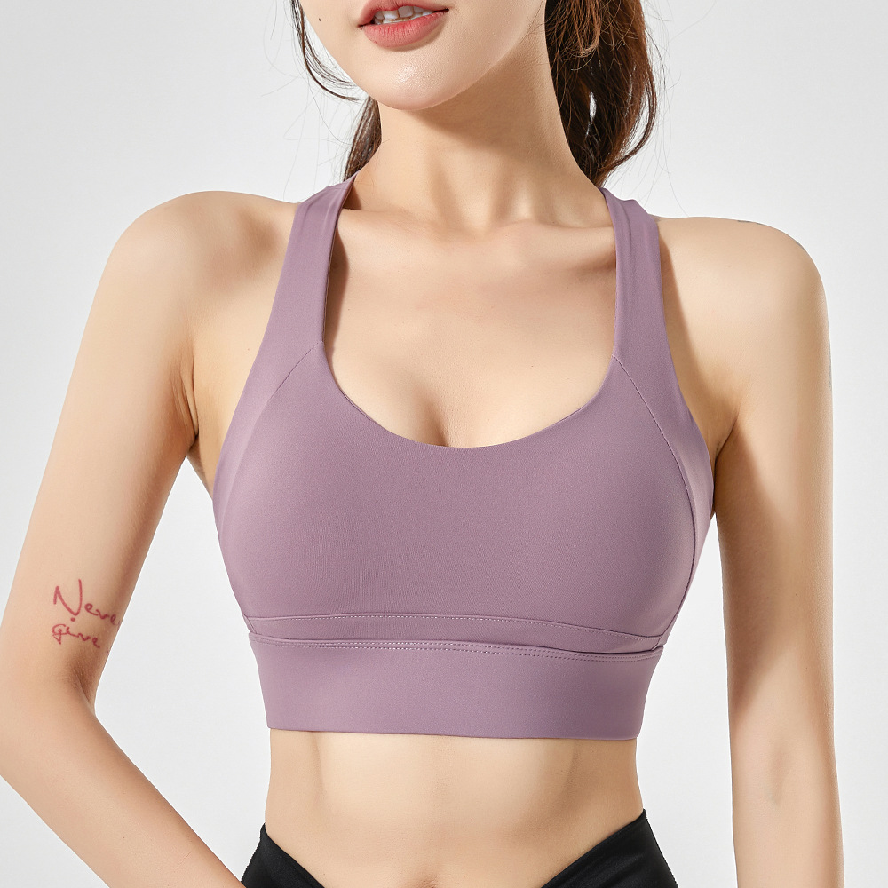 Integrated Fixed Cup Sports Underwear Shock-Proof Women's High-Intensity Running Fitness Bra Wearing A Yoga Vest details Picture