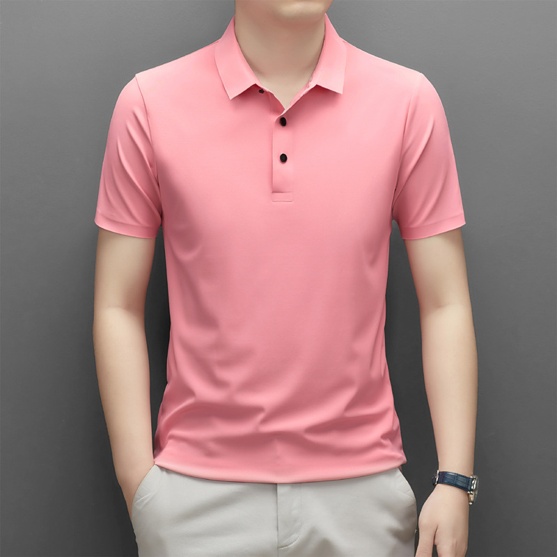 Summer men's seamless quick-drying breathable business casual Polo shirt, ice silk stretch solid color solid size short-sleeved T-shirt for men Application Scenario