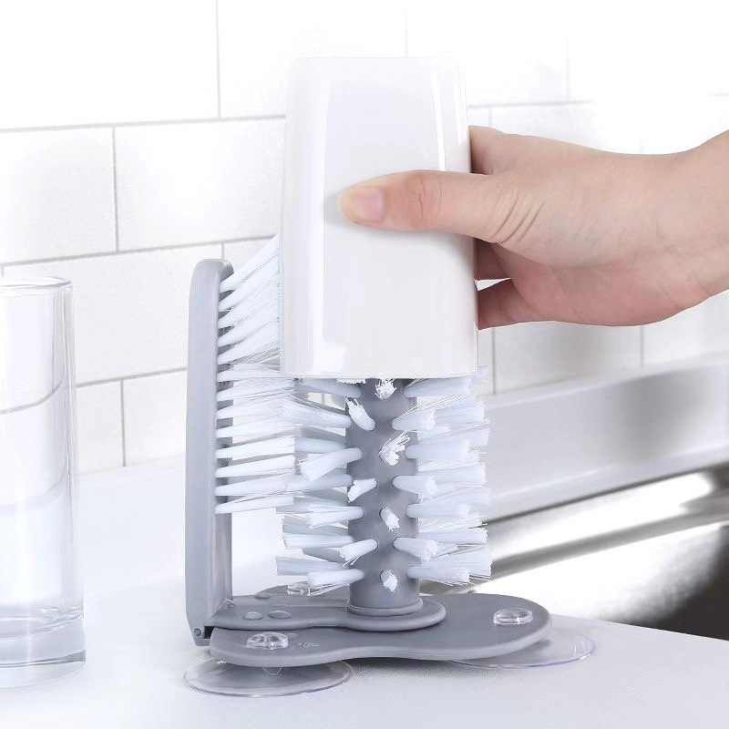 The multi-functional milk tea shop's wall-absorbing rotating decontamination creative detachable lazy person suction cup brush rotates to clean and wash cups Specification image