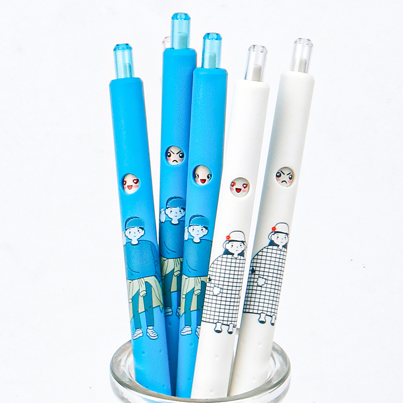 Couple pen, expression pen, press gel pen, Internet celebrity face-changing pen, 0.5mm print stick, macaron multi-expression fountain pen details Picture