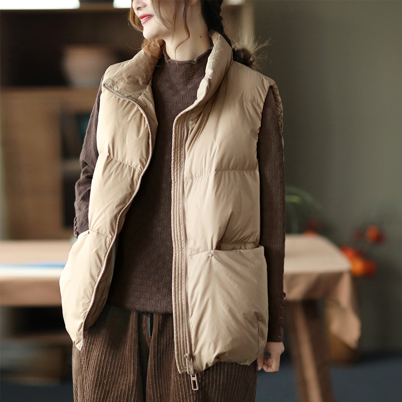 Down vest for women, high-end women's short coat, women's down vest, women's sleeveless light down jacket, women's flat lake