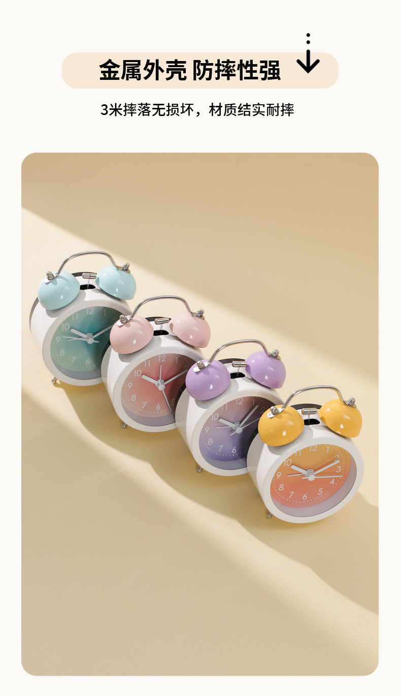小学生闹钟专用高颜值桌面时钟ins女生电池摆件机械儿童起床神器详情8