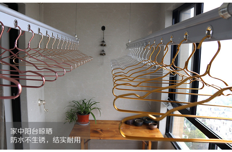 太空金属铝合金无痕防滑衣架裤架衣夹子家用衣撑衣服架子厂家直销详情6