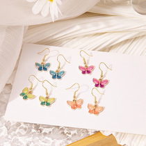 Japanese and Korean Kawaii cute colorful tassel cartoon girl earrings hook small fresh small fragrant wind ear accessories