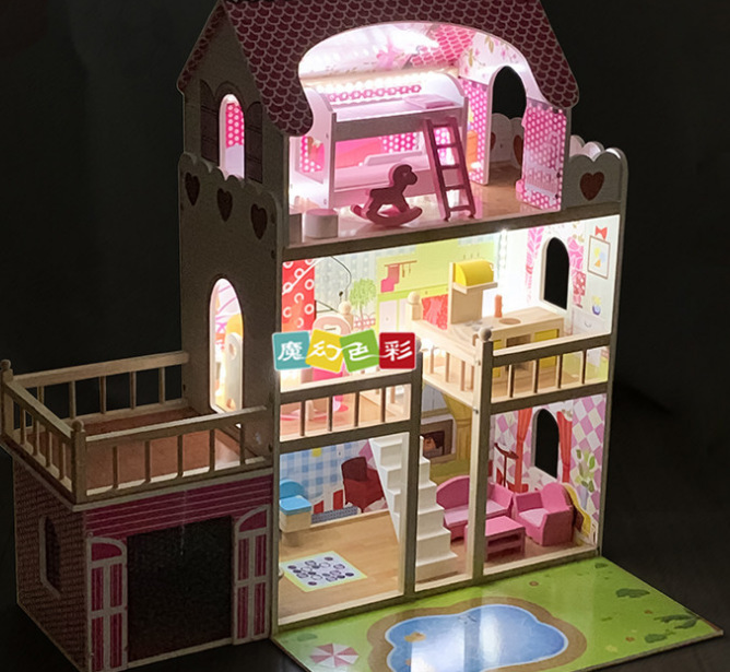 Children's big villa doll house toys wooden play house toy house children dream of happy city simulation play house Application Scenario