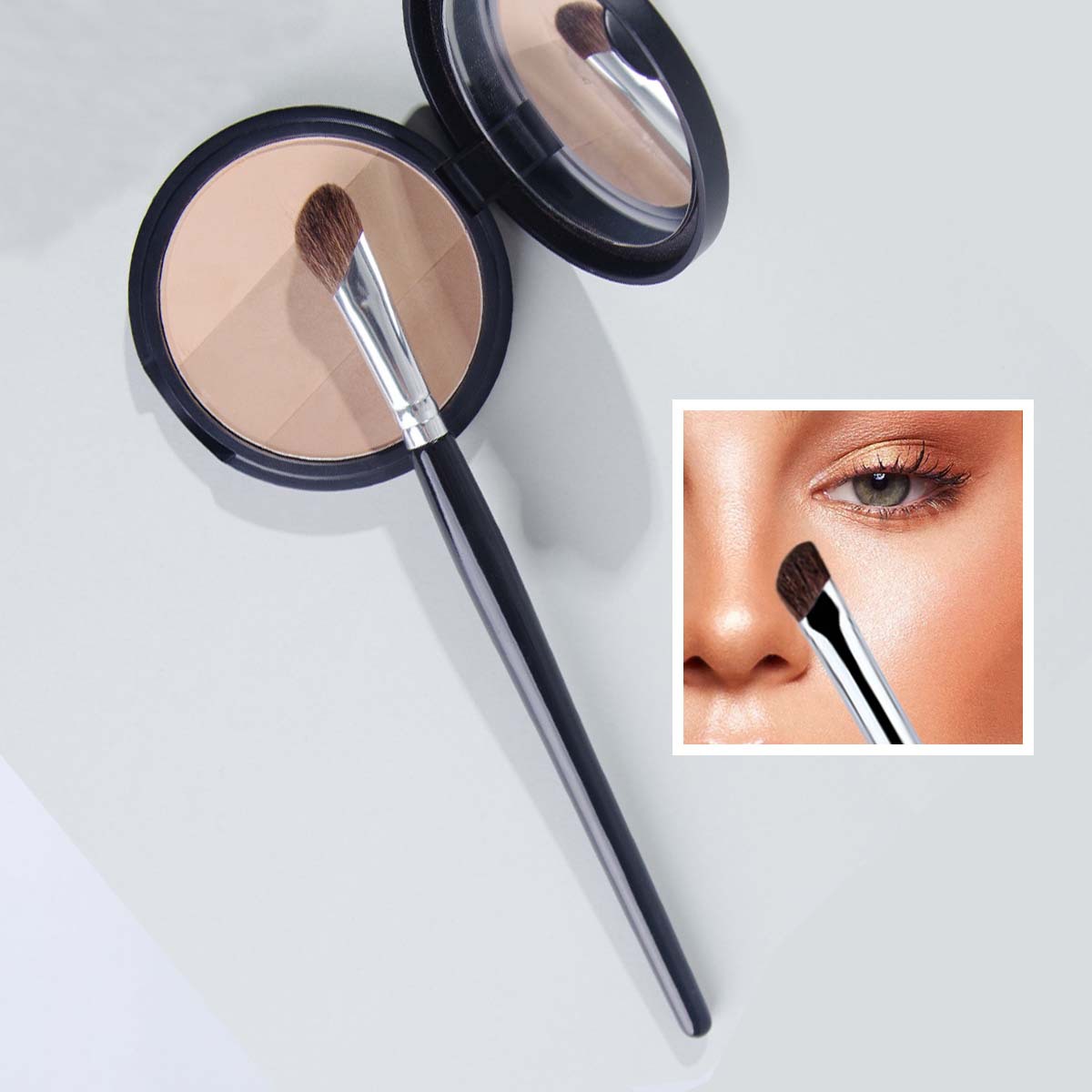 Sickle nose shadow makeup brush, nose wing shading brush, oblique head contusion, finger belly shadow, fiber bristle beauty tool makeup brush Specification image