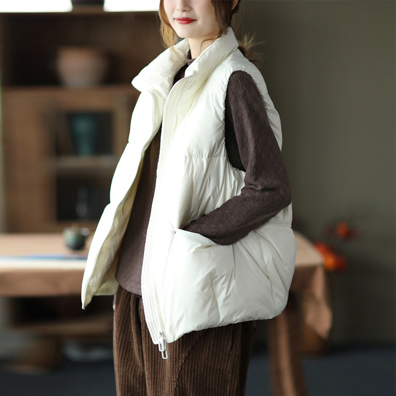 Down vest for women, high-end women's short coat, women's down vest, women's sleeveless light down jacket, women's flat lake details Picture
