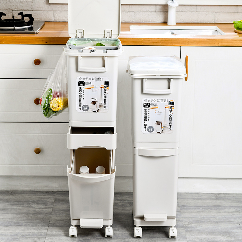 日式垃圾分类厨房垃圾桶批发双层干湿分离大容量家用带盖内筒大号