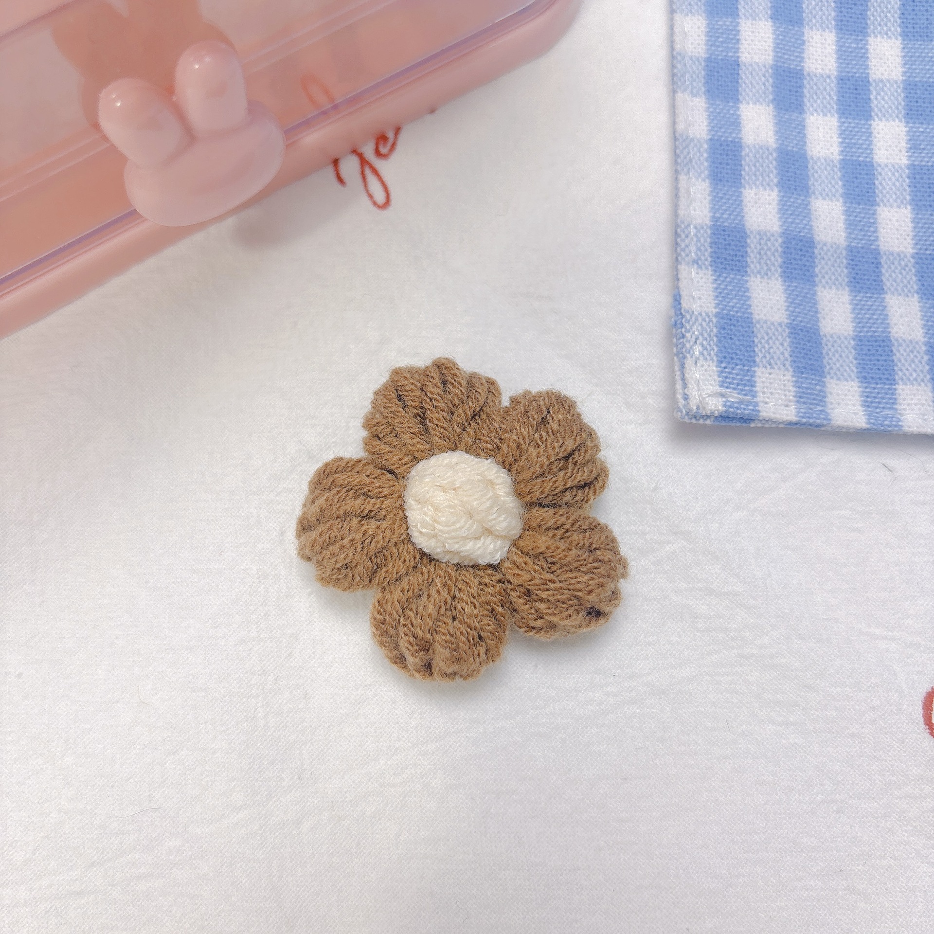 彩色针织泡芙小花配件毛线编织花朵diy儿童服装鞋袜帽子发夹配饰详情7
