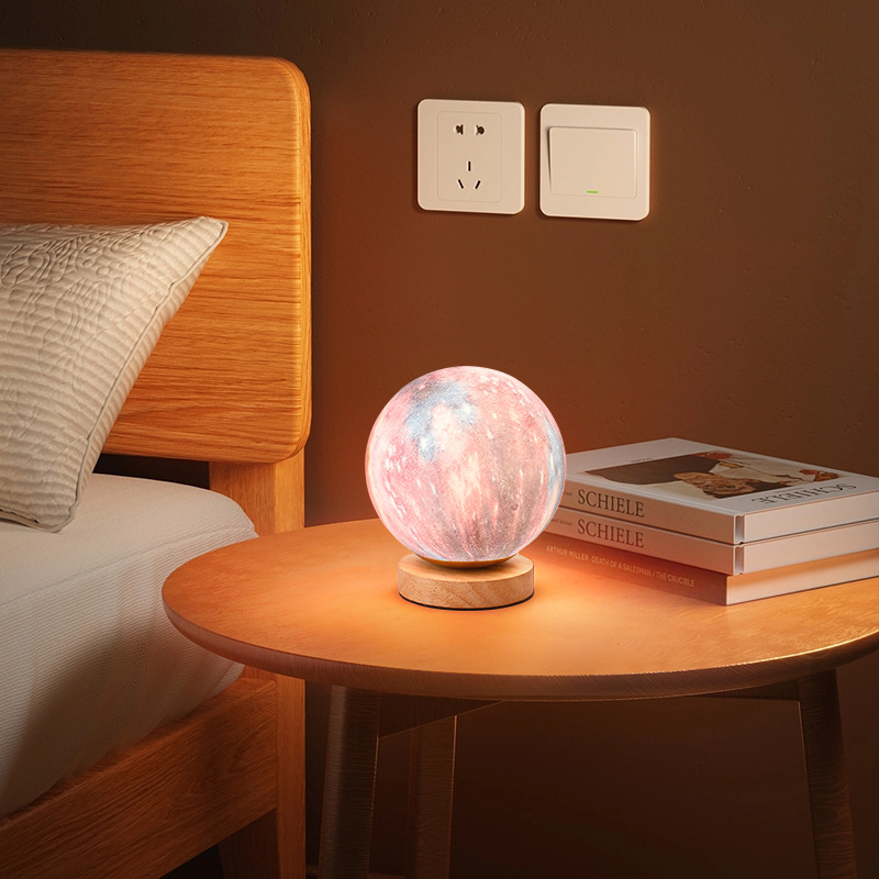 Cross-border moon desk lamp, dual-purpose charger and plug, night light, bedside lamp, bedroom desk, creative gift, round small desk lamp Application Scenario