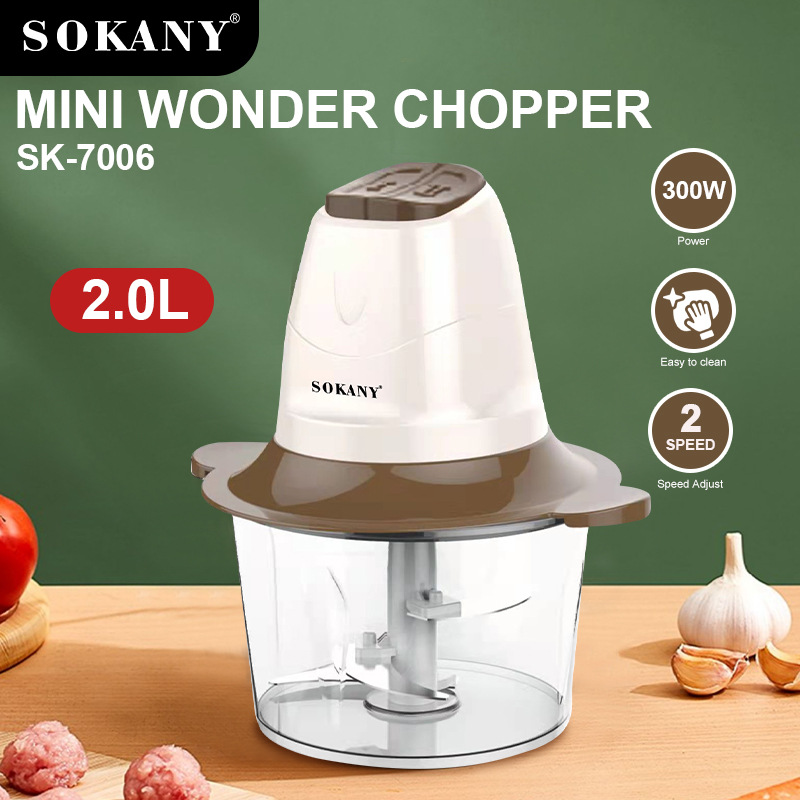 跨境SOKANY7006绞肉机家用电动2L小型多功能料理机搅拌机欧规现货