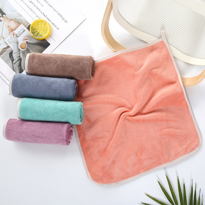 Fiber Youth School Wipe Face Towel Thickened Absorbent Square Towel Simple Plain Fiber Square Towel Manufacturers Wholesale details Picture