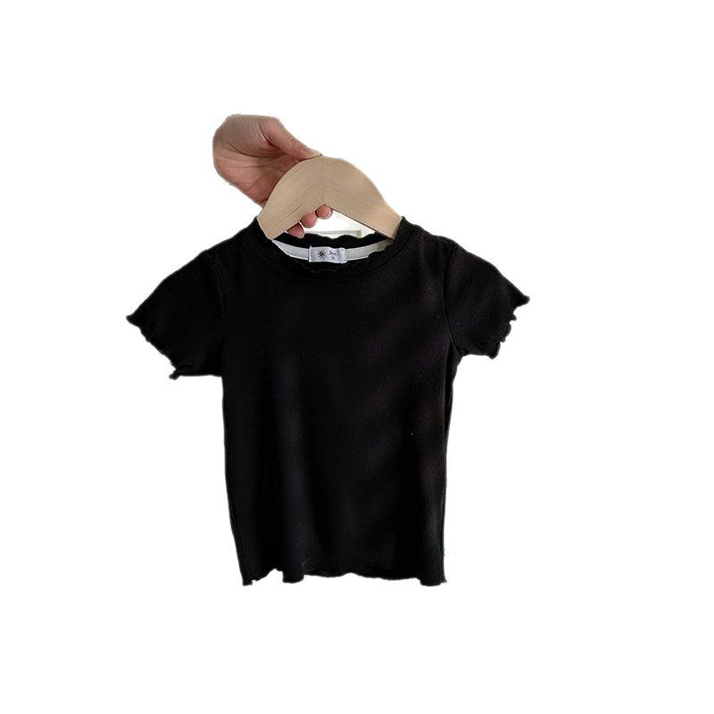 Children's short-sleeved T-shirt, summer girls' ice Silk Modal breathable and versatile baby upper garment, half-sleeved solid color wholesale Item Picture
