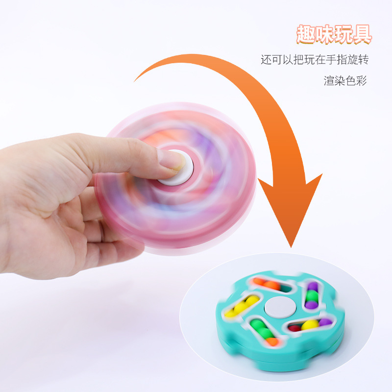 Novel cross-border stress-relieving Rotating Magic beans Fingertip stress-relieving Finger gyroscope Children's Magic Beans Rubik's Cube Educational Cross-border Toy Rubik's Cube Ball Disk Stress-relieving details Picture