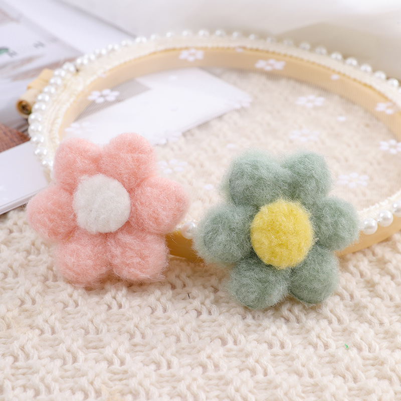 5.5Cm Macaron Color Plush Floret Imitation Cashmere Flowers Clothes Slippers Accessories Headwear Gloves Selling Accessories details Picture