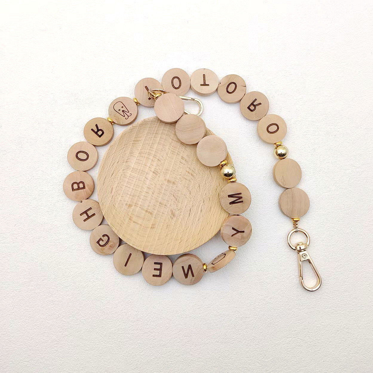 Finished wood beads, round letter wood chips, string beads, accessories, loose beads, spacers, DIY materials, round beads, loose beads, factory direct sales Application Scenario