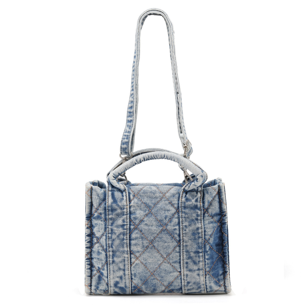 Korean Version Of The New Leisure Art Washed Denim Bag 2023 Texture Embroidered Thread Cloth Bag Shoulder Underarm Bag Item Picture