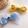 New early spring Korean-style sweet multi-layer mesh webbing bow, children's side clip, top clip, pressure clip hair accessory and headwear details Picture