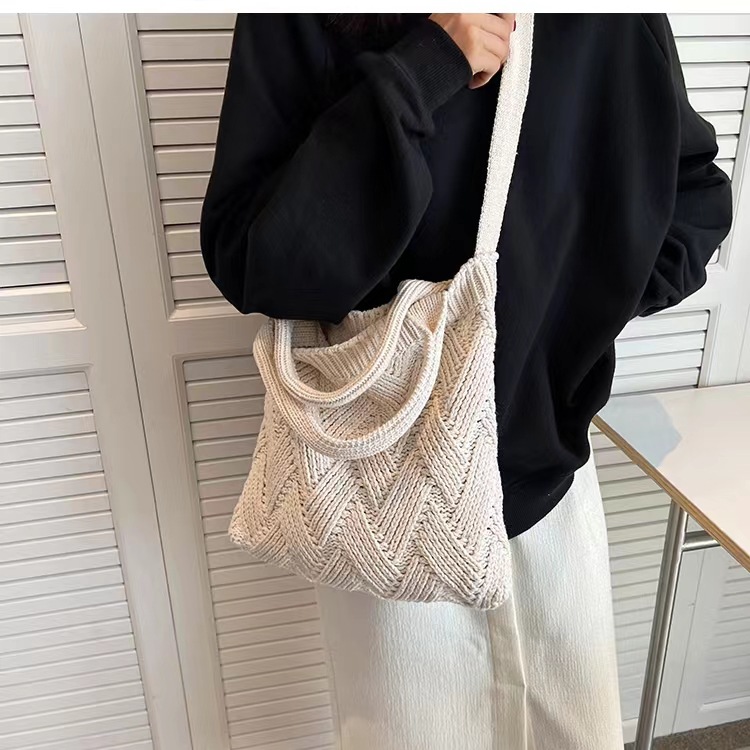 2022 New Knitted Bag Cross-Border Bag Vintage Women's Bag Crossbody Bag Braid Bag Tote Bag Trend Specification drawing