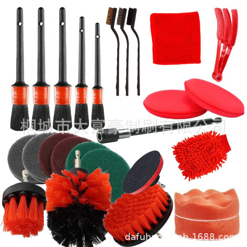 Cross-border best-selling car cleaning brush 26-piece set, electric drill brush head set, floor and wall descaling, cleaning and polishing tools Item Picture