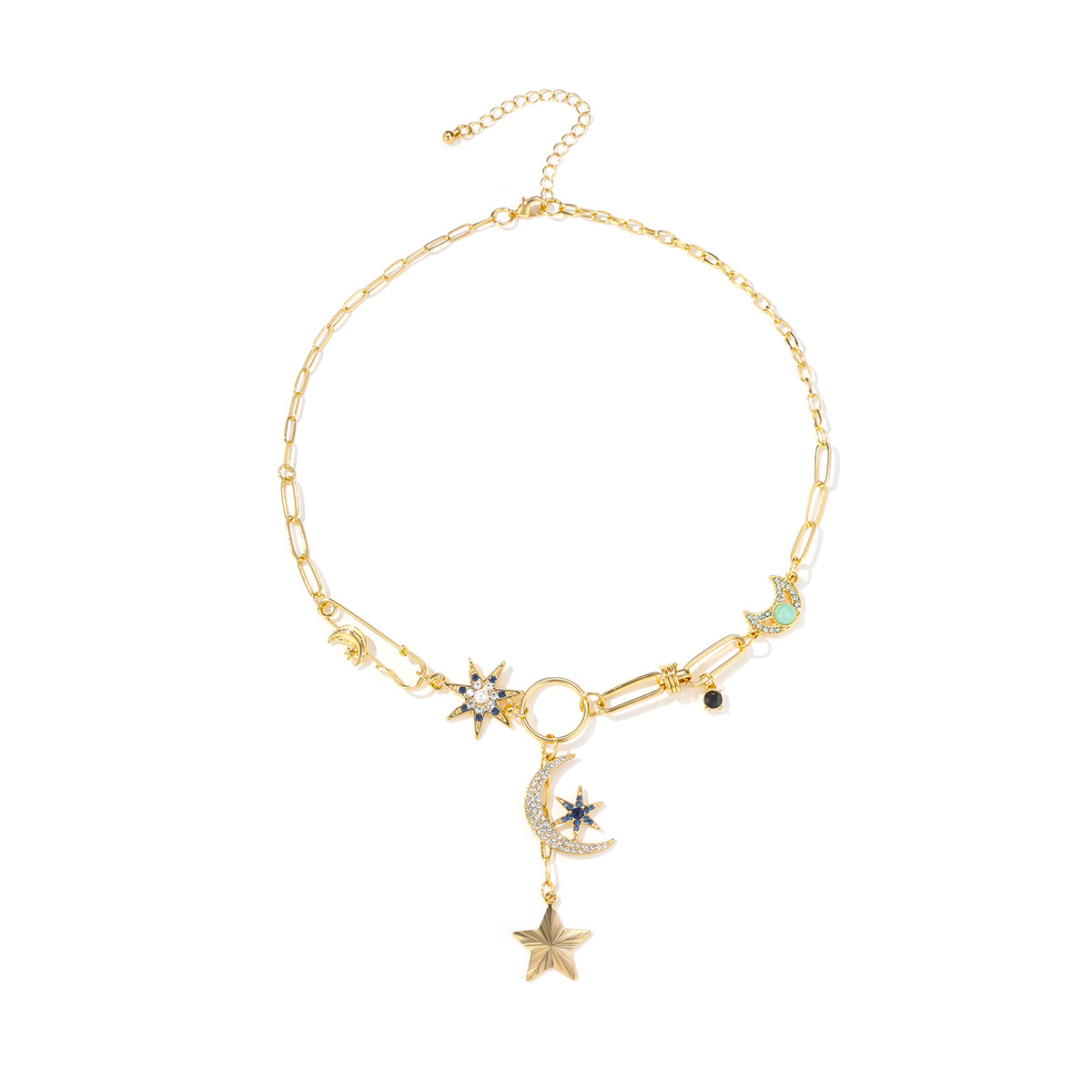 Kenjie Mysticism Coins Diamond-Encrusted Relief Small Pendant Bib Necklace Women's European And American Cross-Border Fashion Collar Item Picture