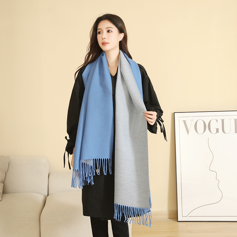 Wool Cashmere Scarf Winter Explosion Women Shawl Autumn And Winter Scarf Women 2024 New Double-Sided Scarf Wholesale Specification drawing