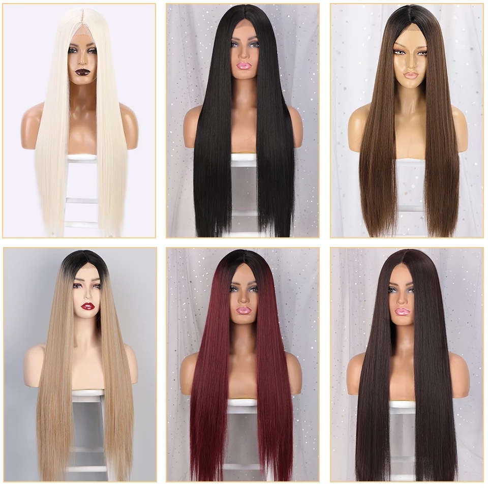 Lace wigs for women, mid-parted long straight synthetic fiber hair wigs from Europe and America before cross-border trade Application Scenario