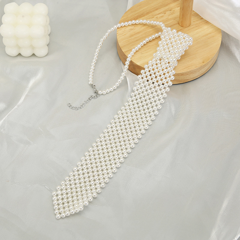 法式设计感领带搭配JK衬衫西装短款配饰优雅气质INS风珍珠领带 其他发饰详情图1