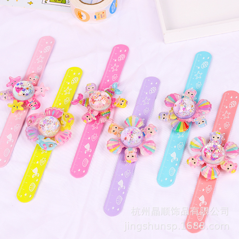 Children Quicksand Patter Circle Into Oil Rotating Bracelet Cartoon Bracelet Mermaid Pat Circle Toy Kindergarten Gift