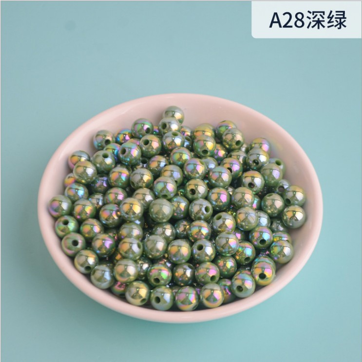 Manufacturer's deep purple AB color acrylic accessories, benzene-permeable perforated round beads, string jewelry accessories, diy accessories wholesale details Picture