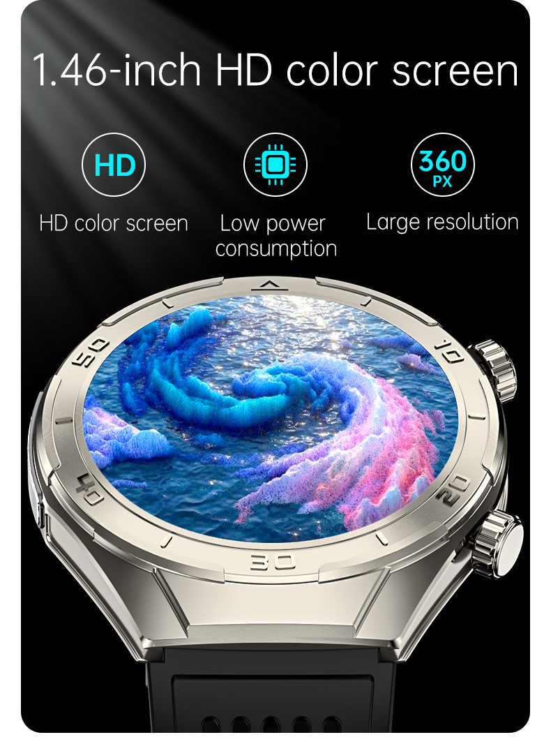 1.6inch金属CES睡眠心率血压血氧HRV压力尿酸血糖ECG心电通话手表详情15