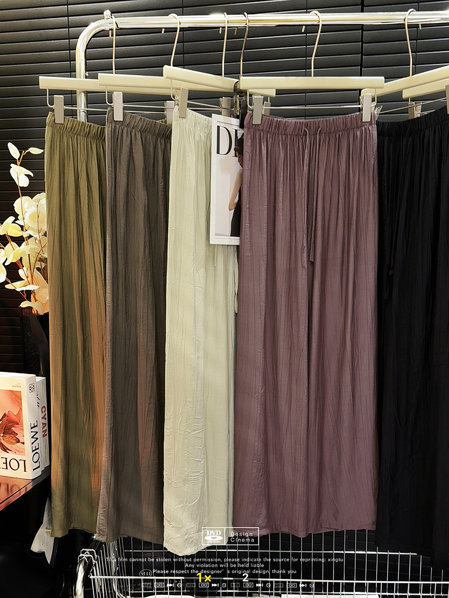 Ice Silk Cotton Hemp Wide Leg Pants Women 2024 New Lazy Casual Summer Thin Thin Thin Thin Sense Of Small Man Yamamoto Pants